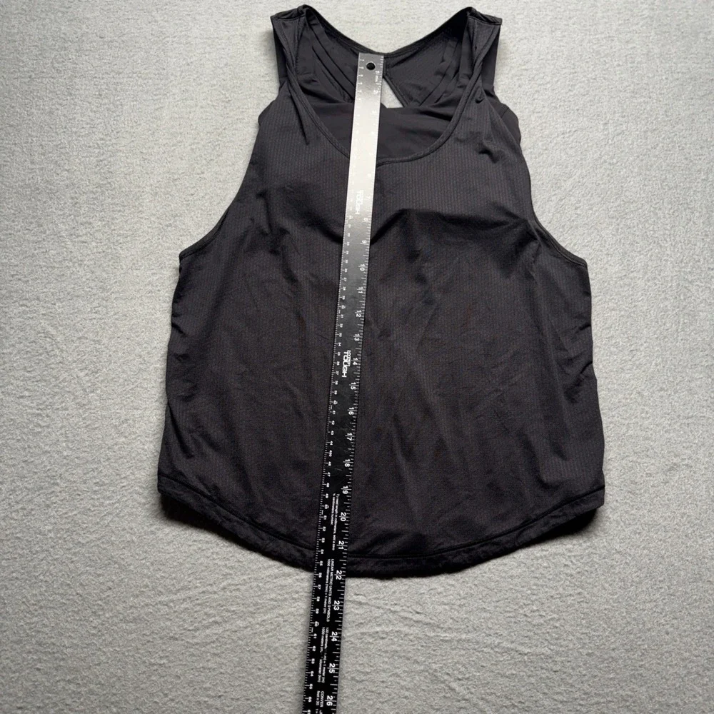 Lululemon 2-in-1 Tank Top Built-in Sports Bra Strappy Back Black Size 4 Yoga Gym